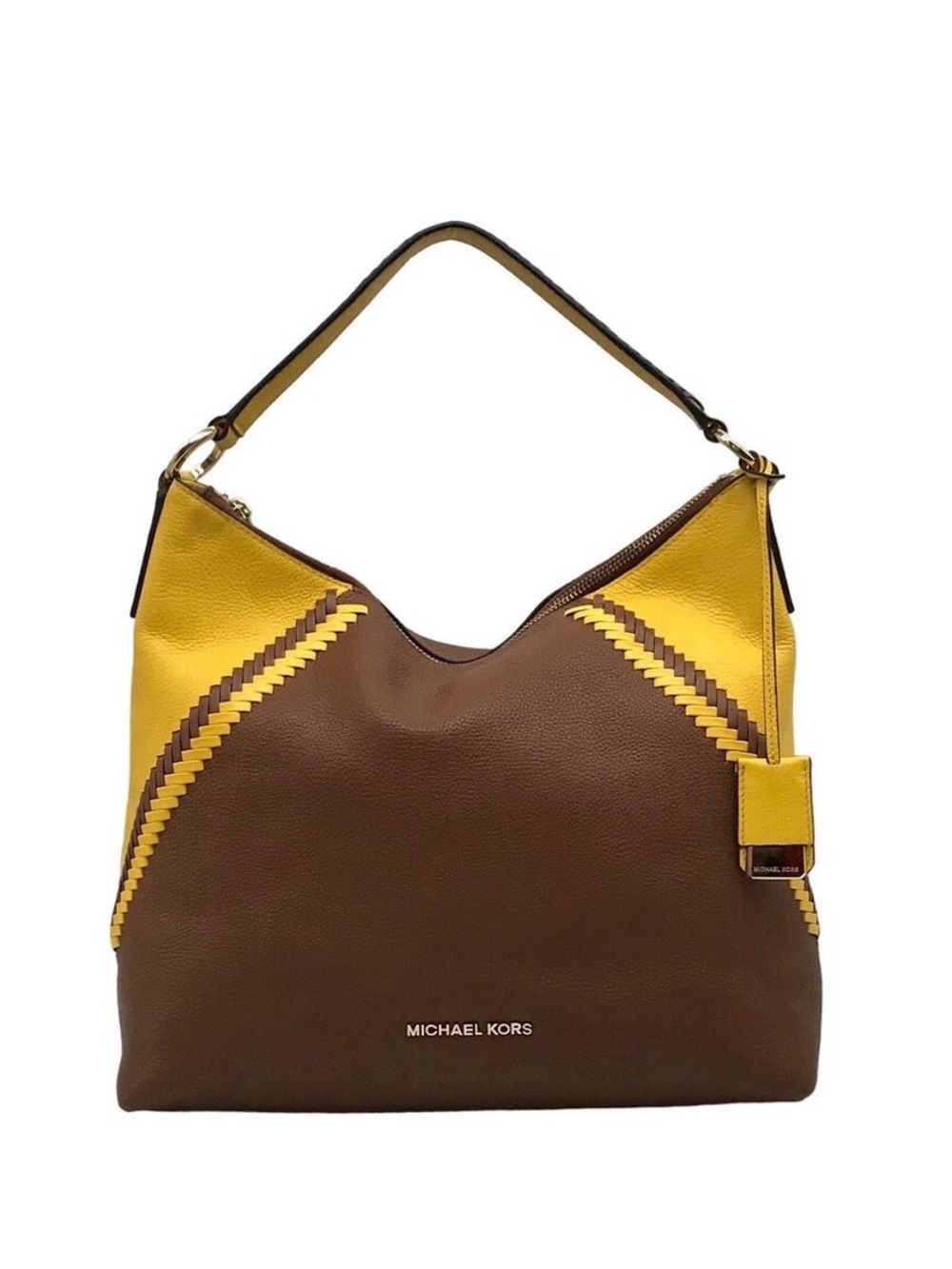 Michael Kors Brown and Yellow Leather Shoulder Hobo
